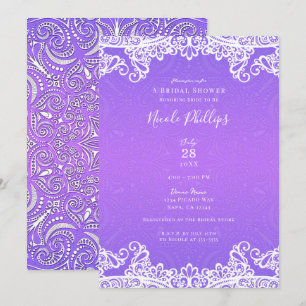 Invitación Boho Rosa Púrpura y Encaje Blanco para Bridal Show