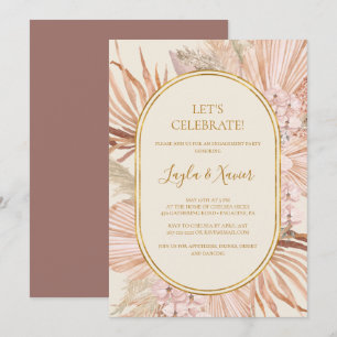Invitación Boho Rosa tropical del polvo botánico celebremos