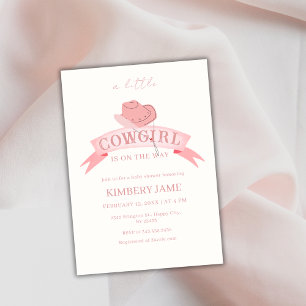 Invitación Boho rosa Wild West Cowgirl Gorra Baby Shower
