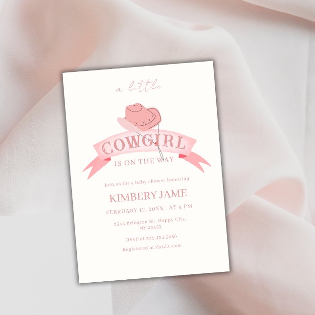Invitación Boho rosa Wild West Cowgirl Gorra Baby Shower (Pink Boho Wild West Cowgirl Hat Baby Shower Invitation)