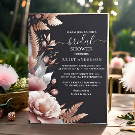 Invitación Boho rosado de seda Peony Dusty Rosa Bridal Shower