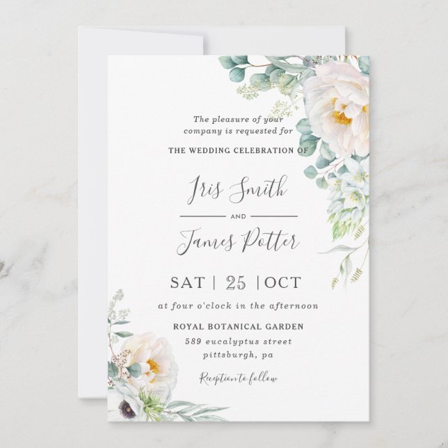 Invitación Boho Rosas de Costa de Marfil Boda de la vegetació (Anverso)