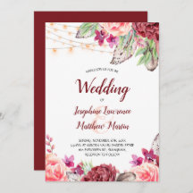 Boho Rosas Feathers Lights Boda