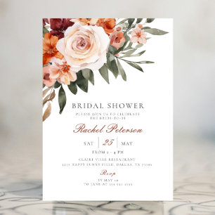 Invitación Boho Rosas Floral Greenery Bridal Shower Invitatio