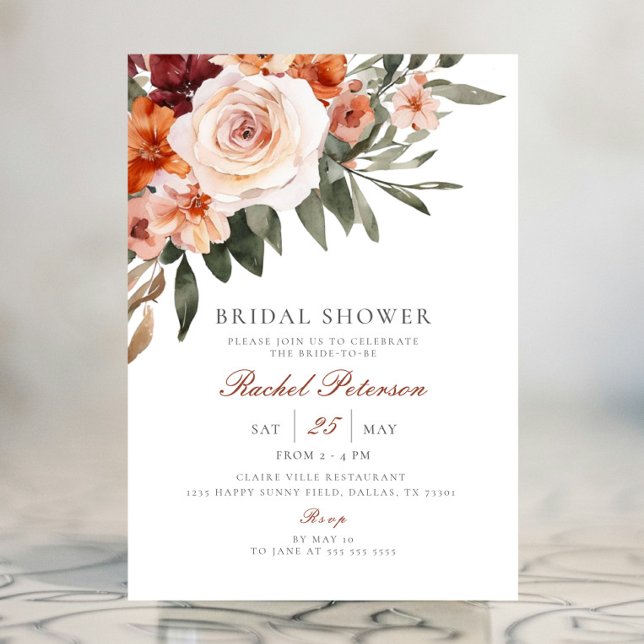 Invitación Boho Rosas Floral Greenery Bridal Shower Invitatio (Subido por el creador)