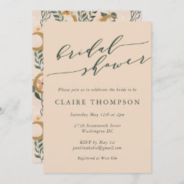 Invitación Boho Rubor Botanon Script Bridal Shower