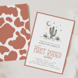 Invitación Boho Rubor Chicas modernos primer rodeo primer cum