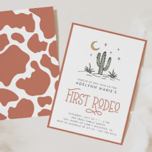 Invitación Boho Rubor Chicas modernos primer rodeo primer cum