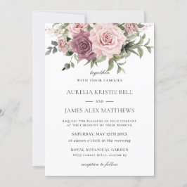 Invitación Boho Rubor Cinnamon Rosa Floral Greenery Boda
