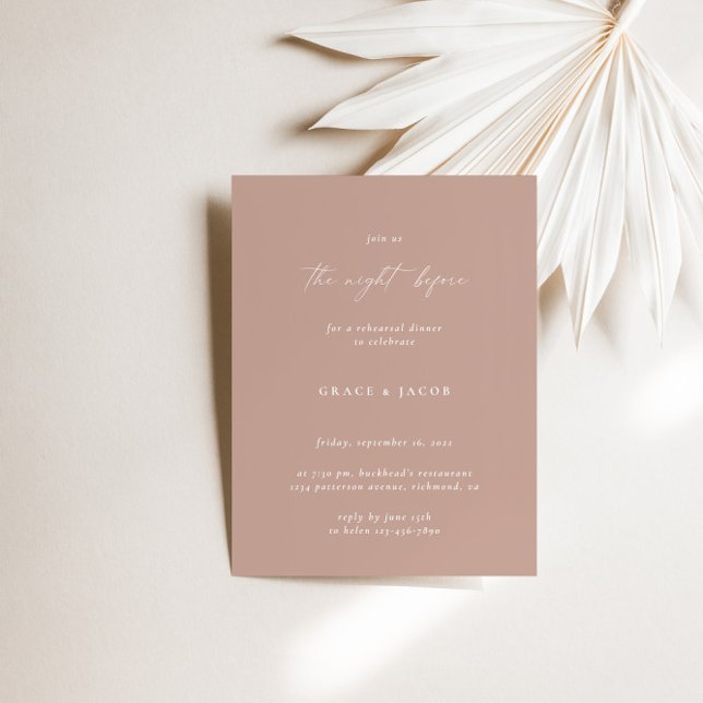 Invitación Boho Rubor Ensayo Elegante De Boda Rosa Cena (Subido por el creador)