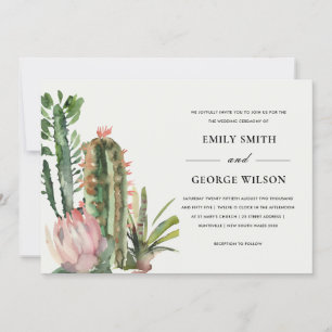 INVITACIÓN BOHO RUBOR FLORAL DESERT CACTI FOLIAGE BODA