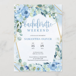 Invitación Boho Rubor Floral Gold Frame Bachelorette Weekend