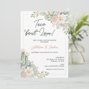 Invitación Boho Rubor Floral Taco 'bout Love Couples Bridal