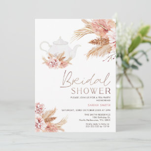 Invitación Boho Rubor Floral Tea Fiesta Bridal Shower