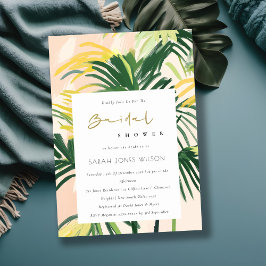 Invitación Boho Rubor Green Tropical Palm Beach Bridal Shower