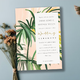 Invitación Boho Rubor Green Tropical Palm Beach Wedding