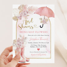 Boho Rubor Pink Floral April Showers Baby Shower