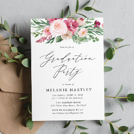 Invitación Boho Rubor & Pink Floral Graduation Party