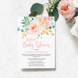 Invitación Boho Rubor Pink Floral Virtual Baby Shower