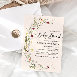 Invitación Boho Rubor Pink Wildflower Wreath Baby Brunch