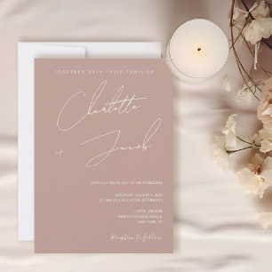 Invitación Boho Rubor rosa Minimalista Boda simple