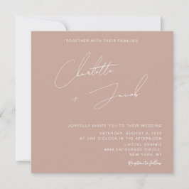 Invitación Boho Rubor rosa Minimalista Boda simple