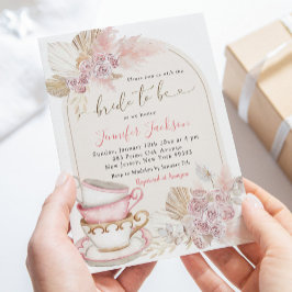 Invitación Boho Rubor Roses rosados: Novia para ser Fiesta de