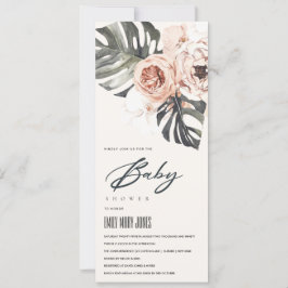 INVITACIÓN BOHO RUBOR RUST FLORAL MONSTERA BABY SHOWER