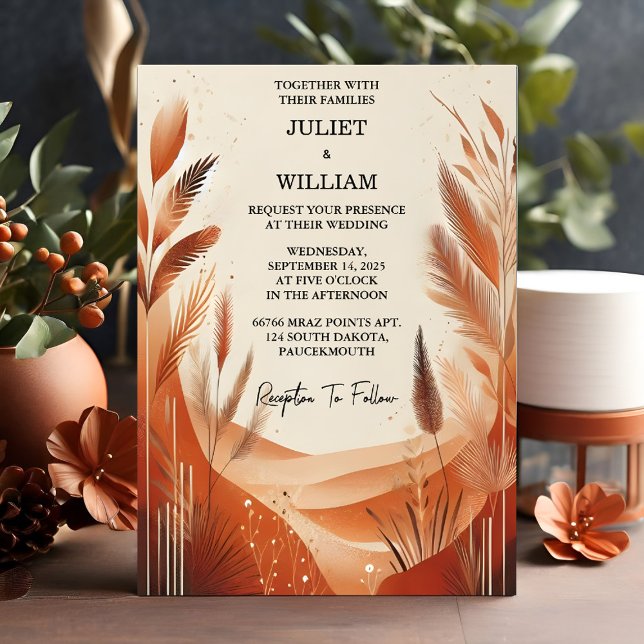 Invitación Boho ruso del desierto Otumn Ombre Brown Boda (Subido por el creador)