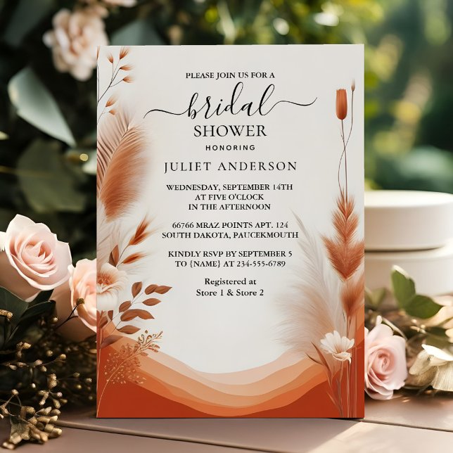 Invitación Boho ruso del día Otoño Ombre Brown ducha de novia (Subido por el creador)
