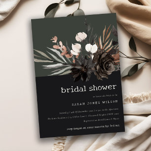 Invitación Boho Rust Gótico Corteza Botánica Negra Bridal Duc