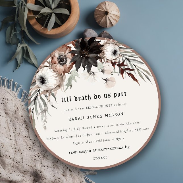 Invitación Boho Rust Gótico Corteza Botánica Negra Bridal Duc (Subido por el creador)