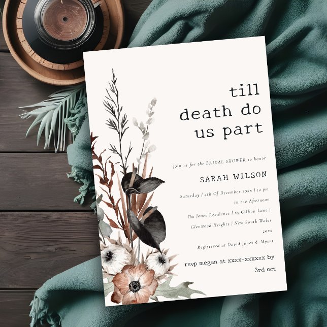 Invitación Boho Rust Gótico Corteza Botánica Negra Bridal Duc (Subido por el creador)