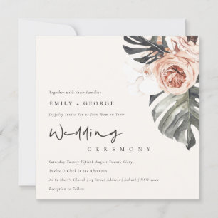 INVITACIÓN BOHO RUST MONSTRERA BODA DE COLOR ACUÁTICO FLORAL