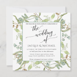 Invitación BOHO Rustic Eucalyptus Foliage Watercolor Square