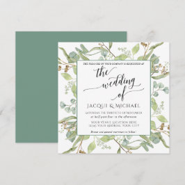 Invitación BOHO Rustic Eucalyptus Foliage Watercolor Square