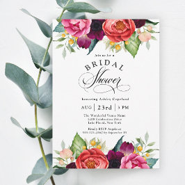 Invitación Boho Rustic Fall Watercolor Floral Bridal Shower