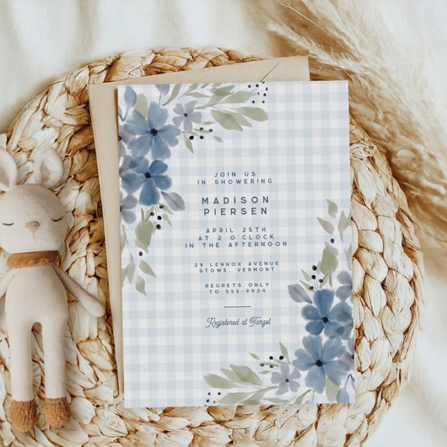 Invitación Boho Rustic Floral Azul Paid Boy Baby Shower (Subido por el creador)