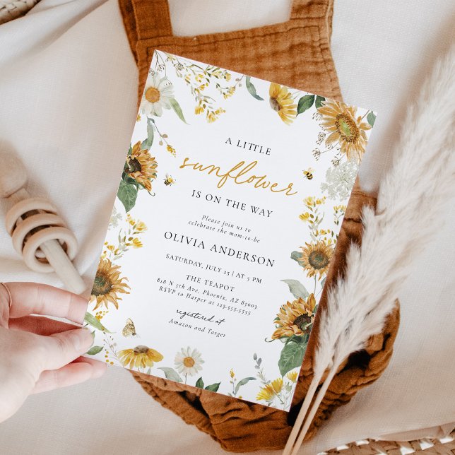 Invitación Boho Rustic Little Sunflower Bee Baby Shower (Subido por el creador)