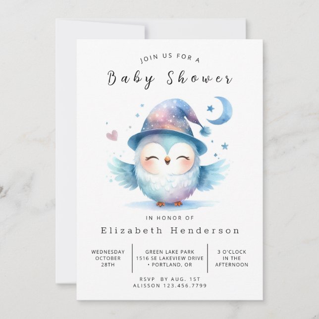 Invitación Boho Rustic Owl Baby Shower (Anverso)
