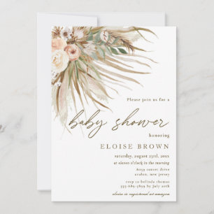 Invitación Boho Rustic Pampas Grass Floral Baby Shower