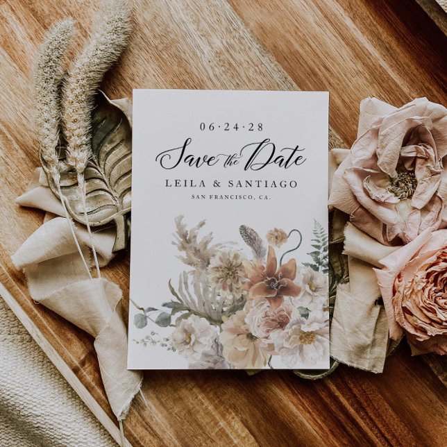 Invitación Boho Rustic Pampas Grass Save the Date Invitation (Subido por el creador)