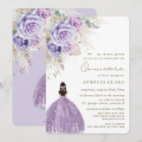 Boho Rustic Pampas Morado Floral Quinceañera