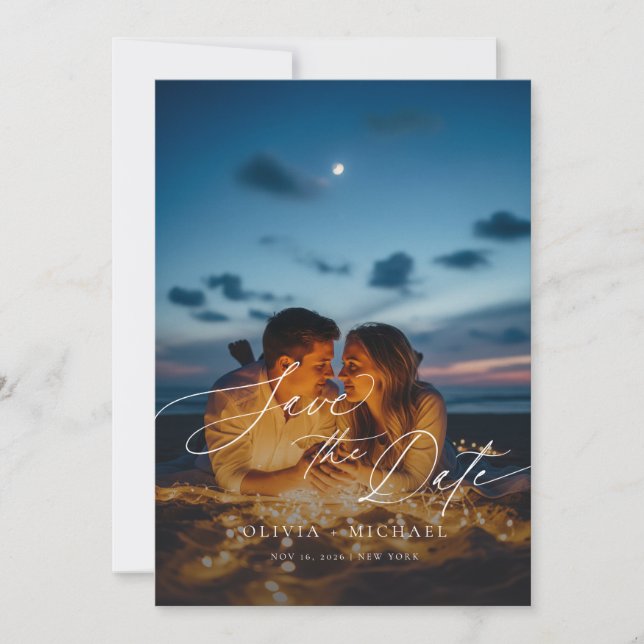 Invitación Boho Rustic QR Code Photo Wedding Guardar la fecha (Anverso)