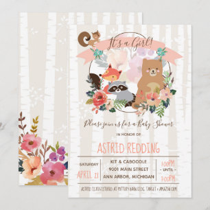 Invitación Boho Rustic Spring Birch Woodland Baby Shower