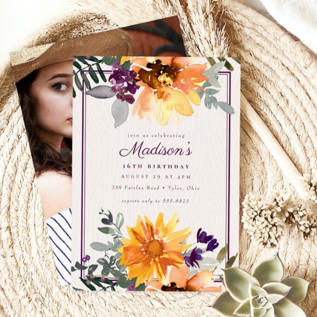 Invitación Boho Rustic Sunflower Foto Cumpleaños (Subido por el creador)