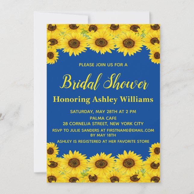 Invitación Boho Rustic Watercolor Sunflowers Ducha de novias (Anverso)