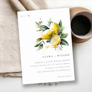 Invitación Boho Rustic Watercolor Yellow Lemon Garden Wedding