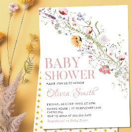 Invitación Boho Rustic Wildflower Floral Baby Shower