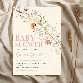 Invitación Boho Rustic Wildflower Floral Baby Shower